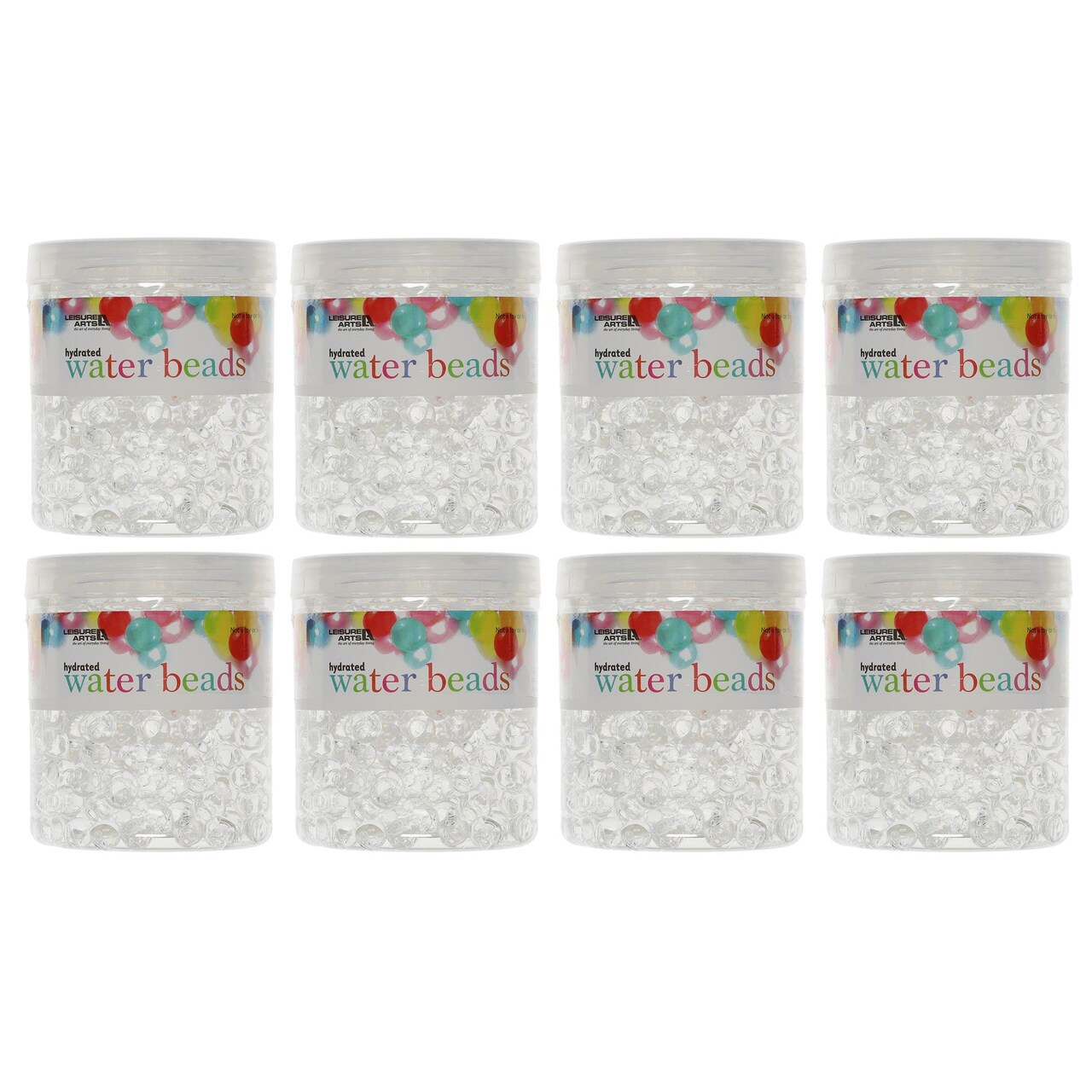 Essentials By Leisure Arts Bundle Hydrated Water Beads, Clear, 8 Jars Of 2Oz - Perfect Vase Filler For Floral Displays & Décor, Includes Clear Water Beads For Vases, Weddings, & Diy Centerpieces